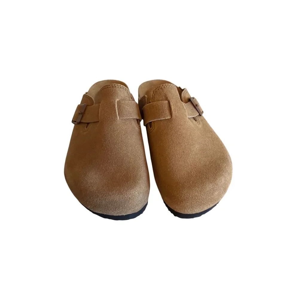 Tan Suede Clogs For Kids 8.15